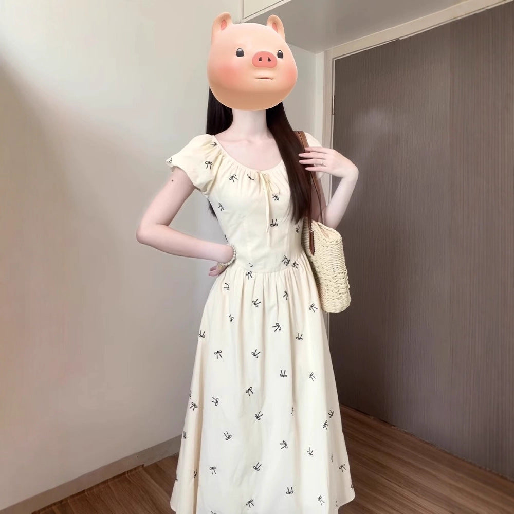 French Floral Bubble Sleeve Dress for Women Summer New Arrival Unique High-End Elegant Long Dress