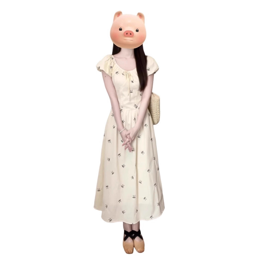 French Floral Bubble Sleeve Dress for Women Summer New Arrival Unique High-End Elegant Long Dress