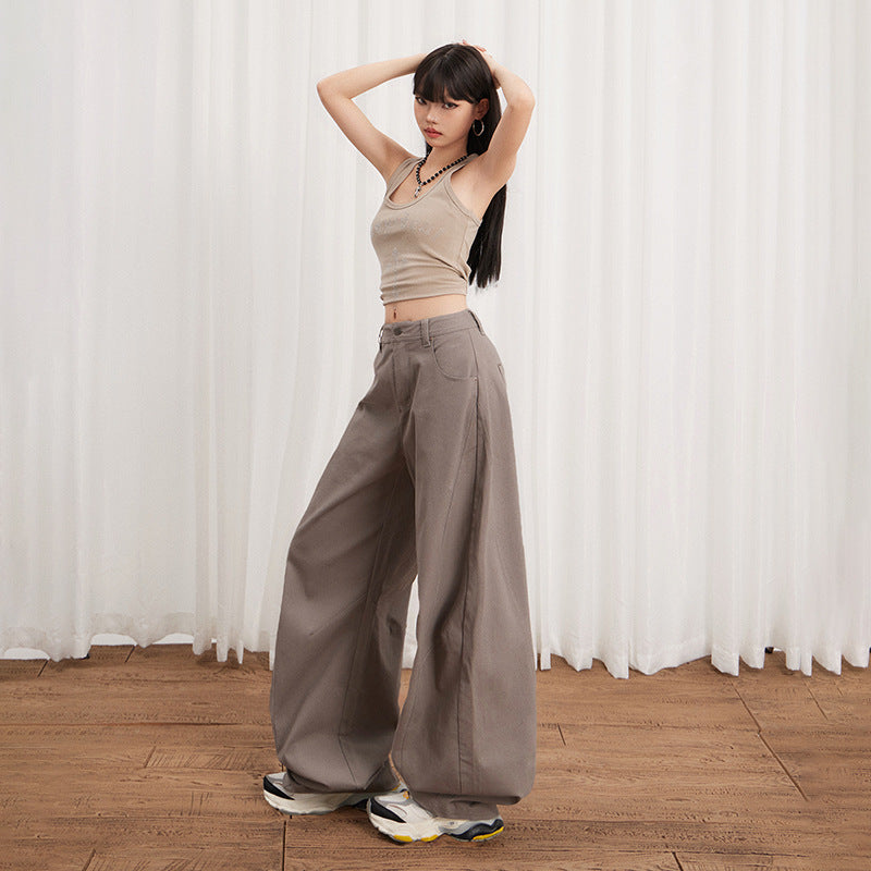Women's High-Waisted Wide-Leg Jeans Pure Cotton Loose Pants