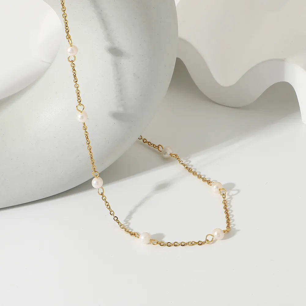 Collar de perlas de agua dulce bañado en oro de 18 quilates