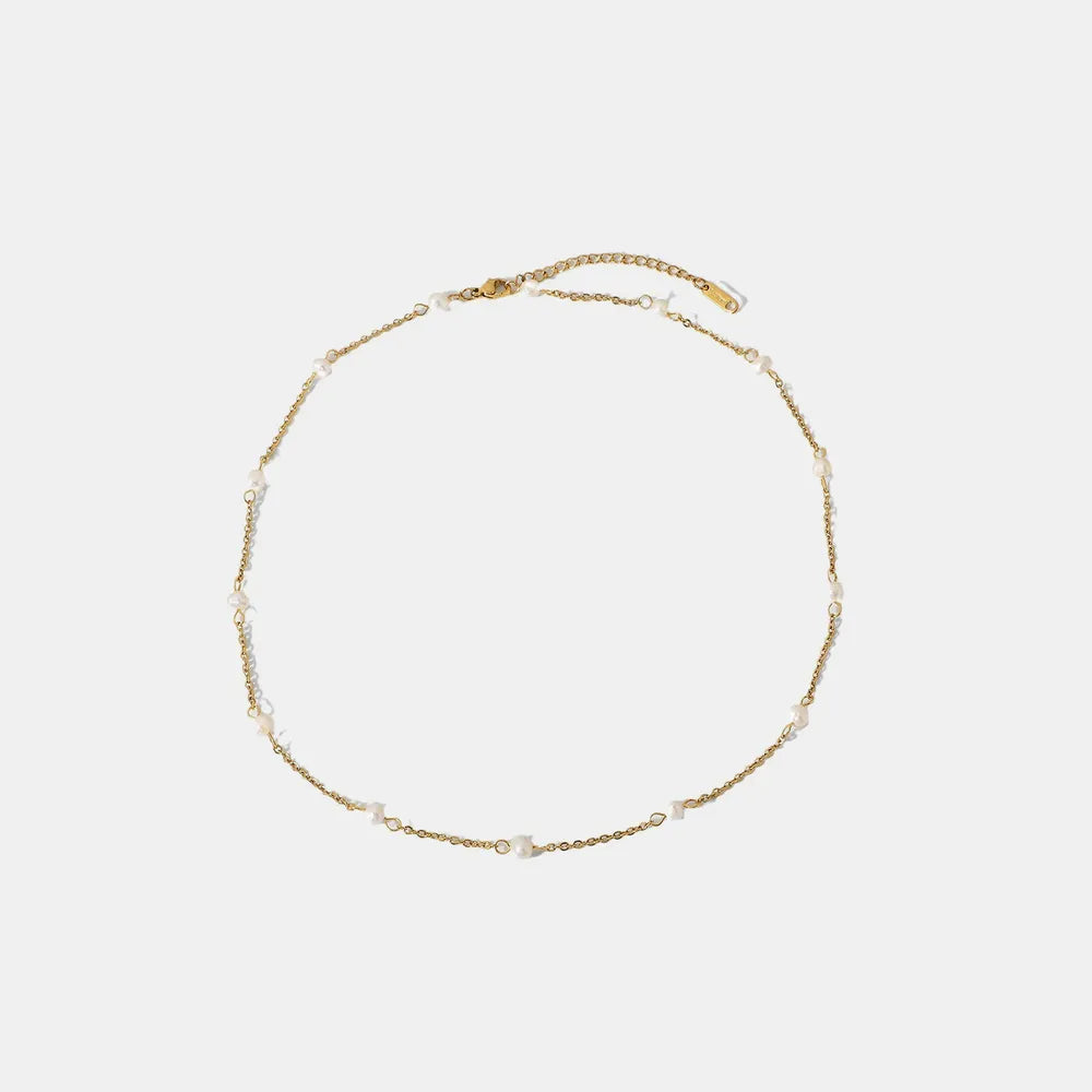 Collar de perlas de agua dulce bañado en oro de 18 quilates