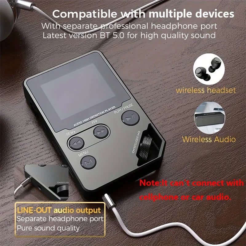 Reproductor de música MP3 Bluetooth sin pérdidas C5 de 8GB, cuerpo de aleación de Zinc, controles giratorios, conexión inalámbrica, Radio FM, grabadora de voz