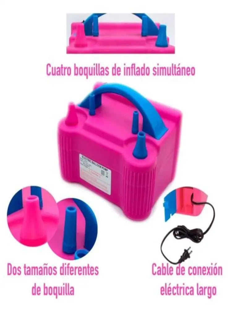 BOMBA ELECTRICA PARA INFLAR GLOBOS DOBLE VALVULA Fiesta