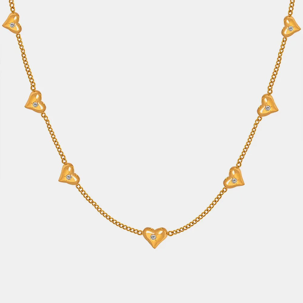 Collar de corazón de circonita y acero de titanio