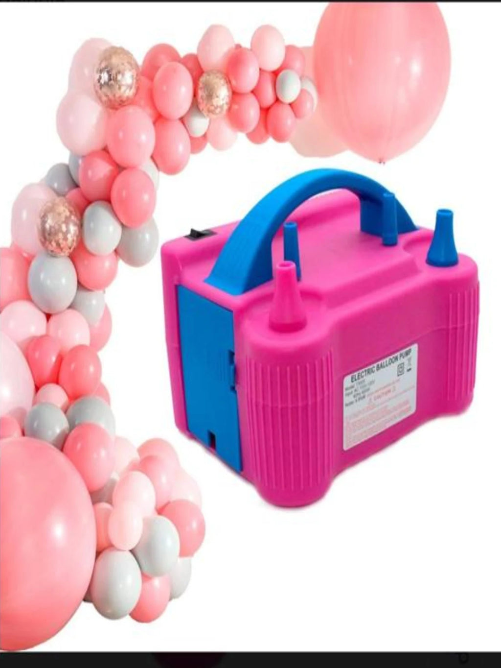 BOMBA ELECTRICA PARA INFLAR GLOBOS DOBLE VALVULA Fiesta