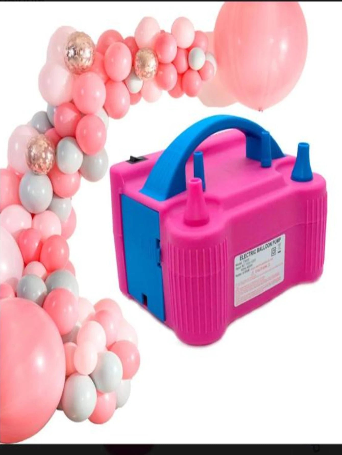 BOMBA ELECTRICA PARA INFLAR GLOBOS DOBLE VALVULA Fiesta