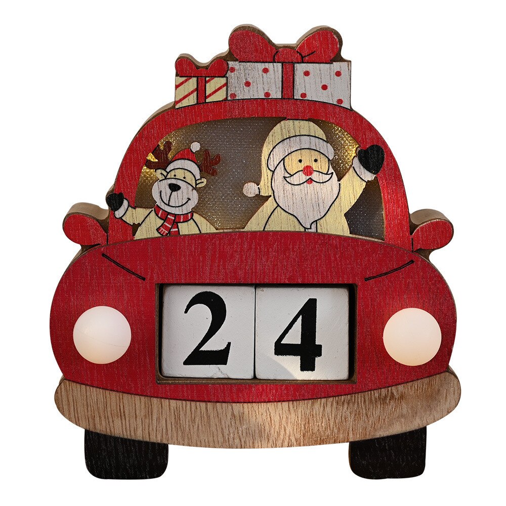Christmas Countdown Advent Calendar with Lights Wooden Ornaments Creative Props Decoration Light Calendar navidad 2020
