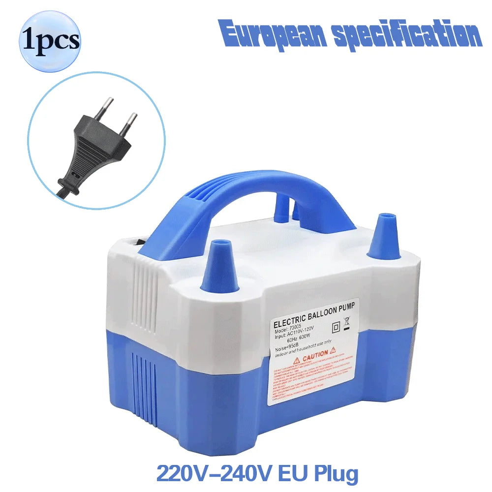 Inflador de globos eléctrico, soplador portátil de doble boquilla de alta potencia, bomba de aire inflable de 110V/220V para decoración de sala de fiesta con globos