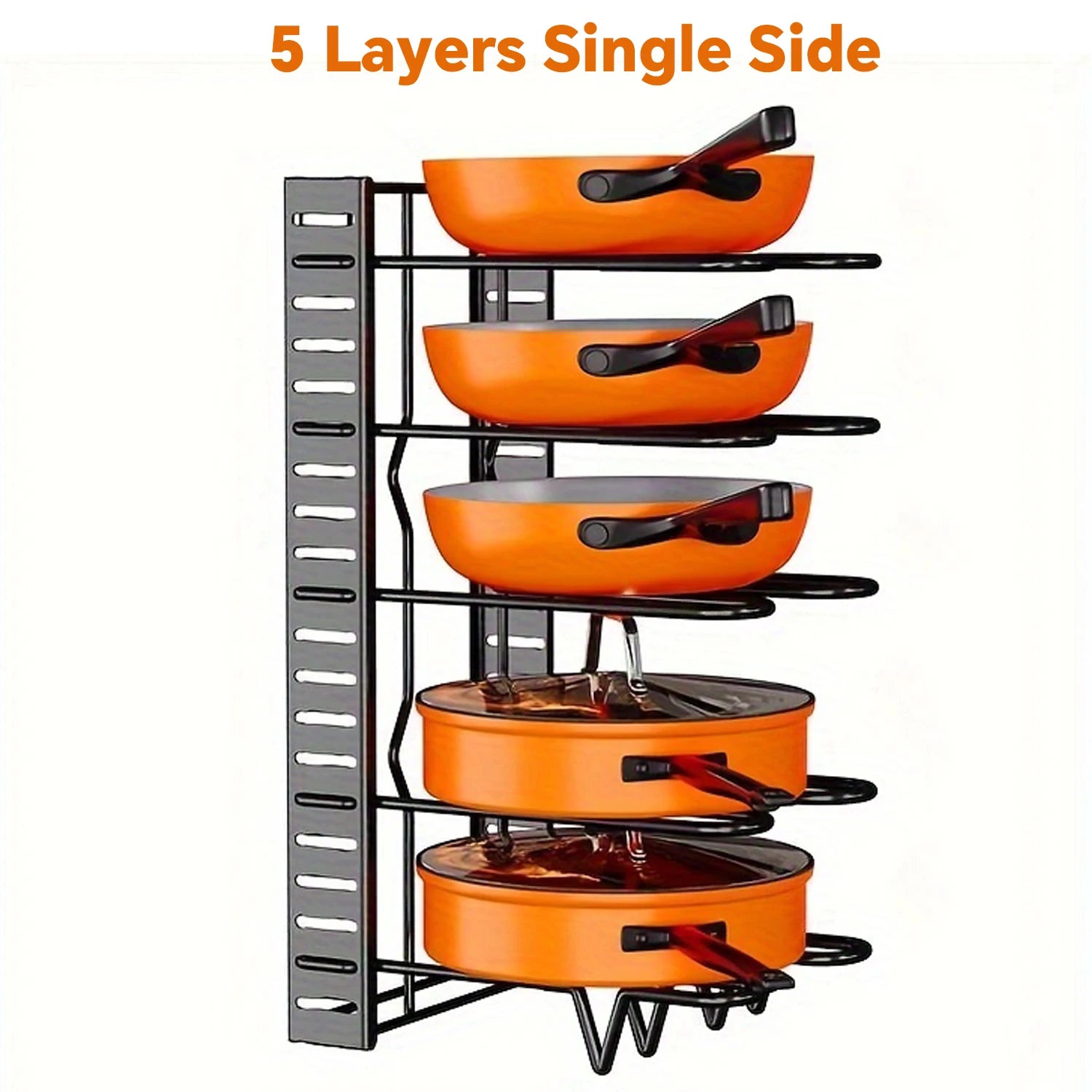 Organizador de estante para ollas de 8 niveles, metal duradero, soporte para gabinete que ahorra espacio para ollas, sartenes y tapas, mantiene tu cocina limpia y ordenada