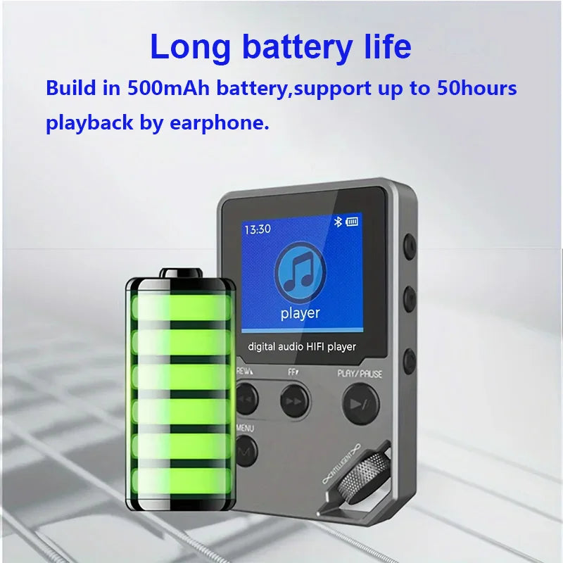 Reproductor de música MP3 Bluetooth sin pérdidas C5 de 8GB, cuerpo de aleación de Zinc, controles giratorios, conexión inalámbrica, Radio FM, grabadora de voz