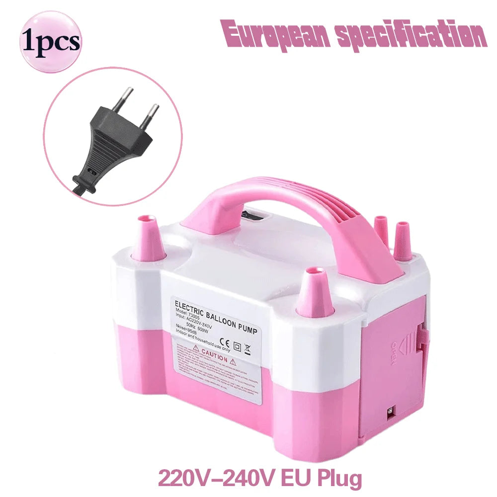 Inflador de globos eléctrico, soplador portátil de doble boquilla de alta potencia, bomba de aire inflable de 110V/220V para decoración de sala de fiesta con globos