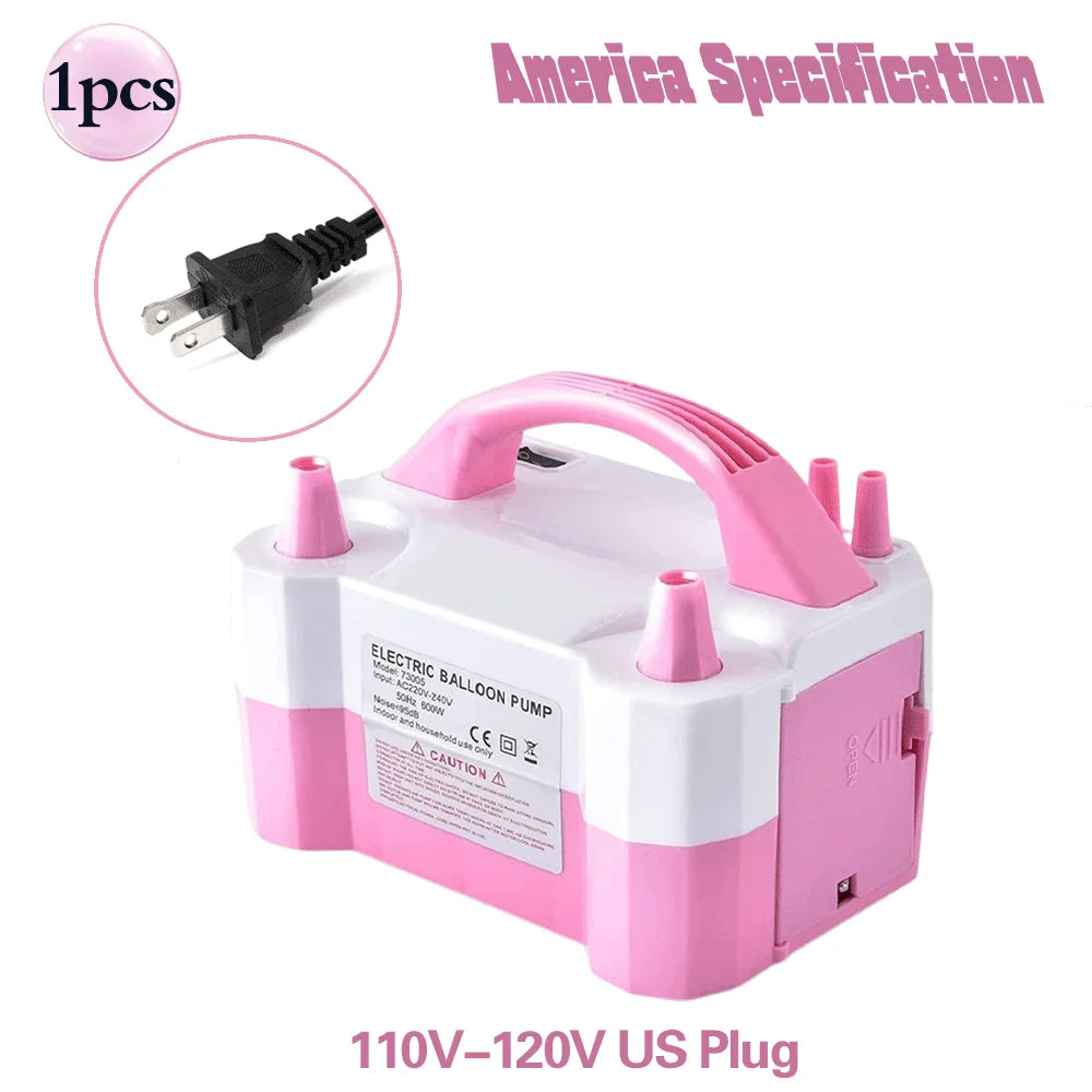 Inflador de globos eléctrico, soplador portátil de doble boquilla de alta potencia, bomba de aire inflable de 110V/220V para decoración de sala de fiesta con globos