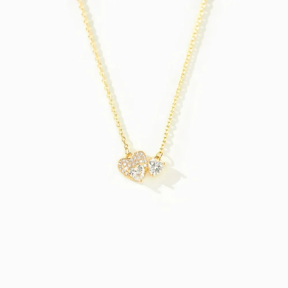 Collar de corazón de circonita de plata de ley 925 bañado en oro de 18 quilates