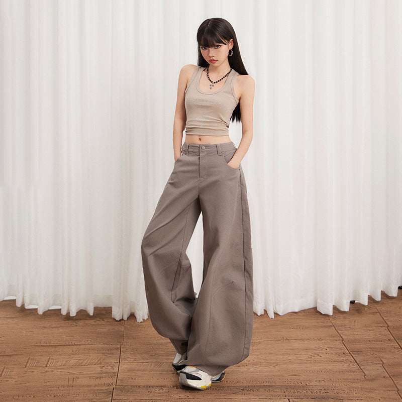 Women's High-Waisted Wide-Leg Jeans Pure Cotton Loose Pants