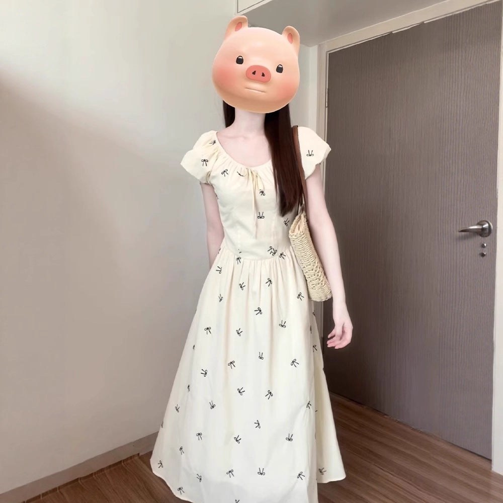 French Floral Bubble Sleeve Dress for Women Summer New Arrival Unique High-End Elegant Long Dress