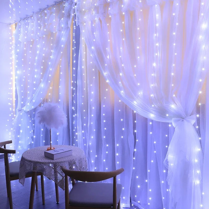 Guirnalda de cortina de luces navideñas, decoración navideña para el hogar, adorno de Navidad 2025, regalos de Navidad, adorno de luces de hadas, Año Nuevo