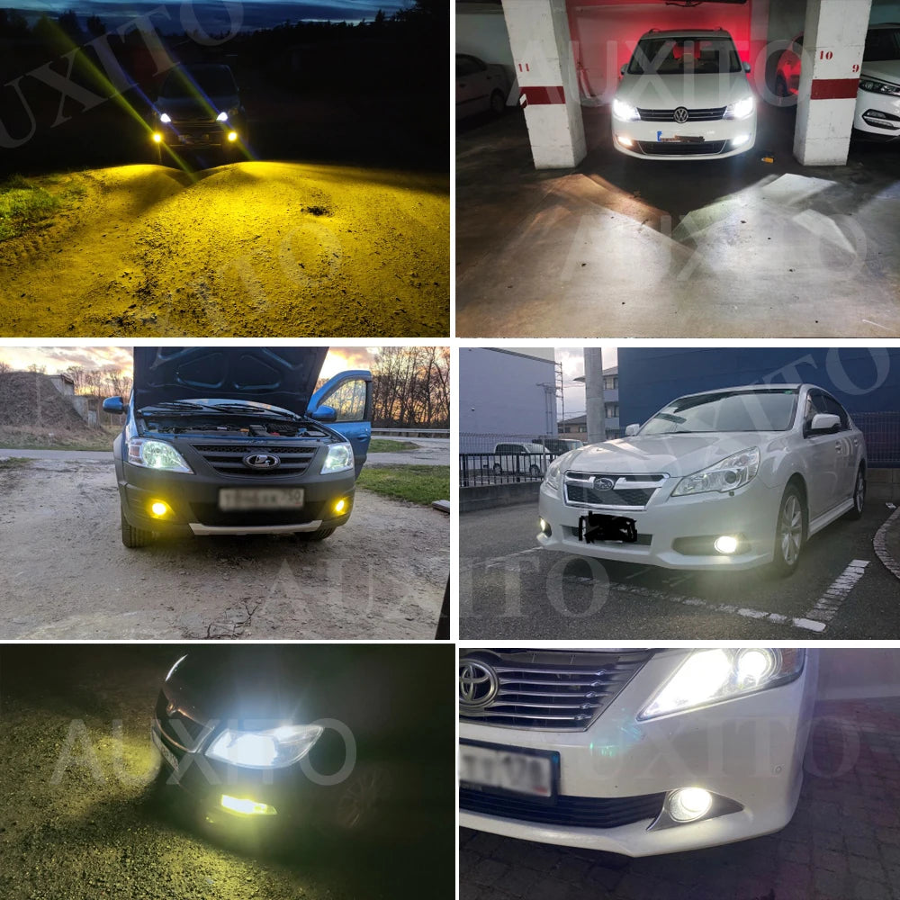 AUXITO 2x2000LM H8 H11 H16JP H10 bombilla LED luces antiniebla Canbus sin Error 6500K blanco 3000K dorado DRL lámpara de coche de circulación diurna 12V