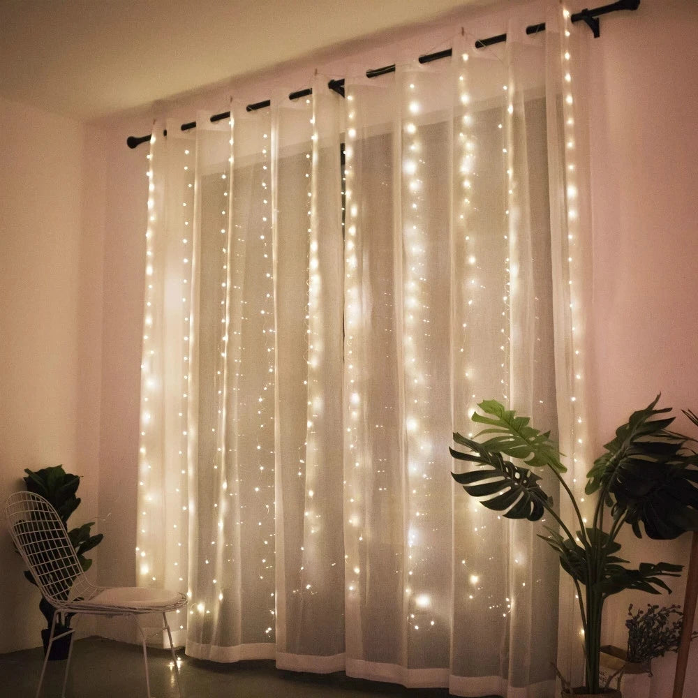 Guirnalda de cortina de luces navideñas, decoración navideña para el hogar, adorno de Navidad 2025, regalos de Navidad, adorno de luces de hadas, Año Nuevo