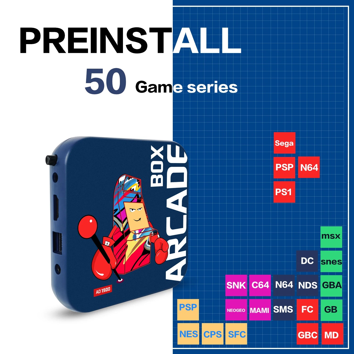 Consola Arcade Box para PS1/DC/Naomi, 64GB, clásica, Retro, más de 33000 juegos, Super consola, 4K, pantalla HD en Monitor de proyector de TV