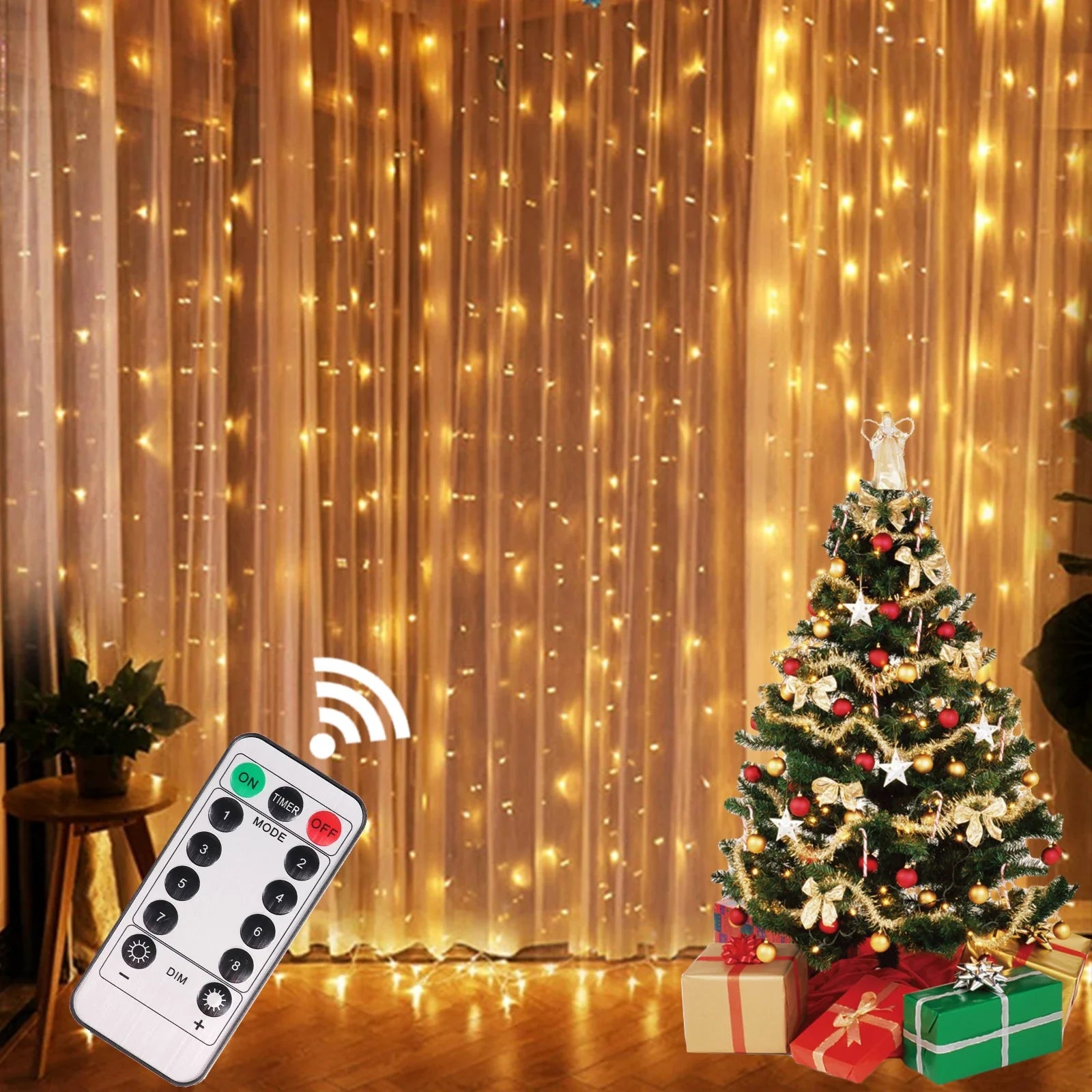 Guirnalda de cortina de luces navideñas, decoración navideña para el hogar, adorno de Navidad 2025, regalos de Navidad, adorno de luces de hadas, Año Nuevo