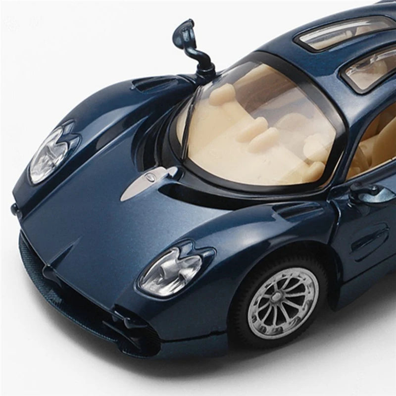 Coche deportivo de aleación Pagani Utopia 1:32, modelo de vehículos de carreras de Metal fundido a presión, modelo de simulación de sonido y luz, juguete para regalo para niños