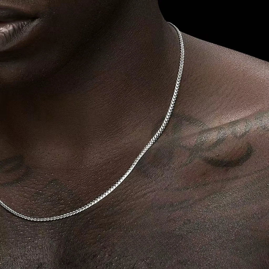 Collar de cadena cubana de acero inoxidable de Color plateado de 3,5mm, collar de Hip Hop para hombres, collar de joyería Simple para mujeres
