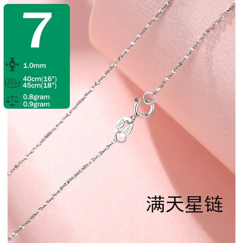 TrustDavis-collar de Plata de Ley 925 auténtica con forma de serpiente y ondas de agua, cadena de caja de 40/45cm, collar para mujer, joyería DC25