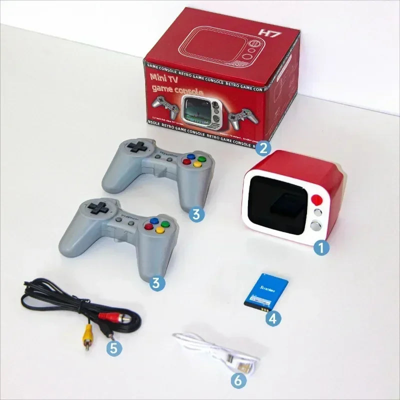 Consola de juegos portátil H7 Retro pequeña para TV, pantalla HD de 3,5 pulgadas, 740 juegos, vídeo, mando Dual, consola portátil, regalos para niños
