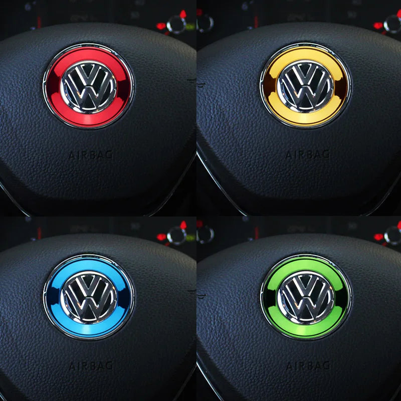 Embellecedor de volante de coche, pegatina de cubierta de lentejuelas circulares para Volkswagen VW TOURAN GTI PASSAT POLO, accesorios para automóviles