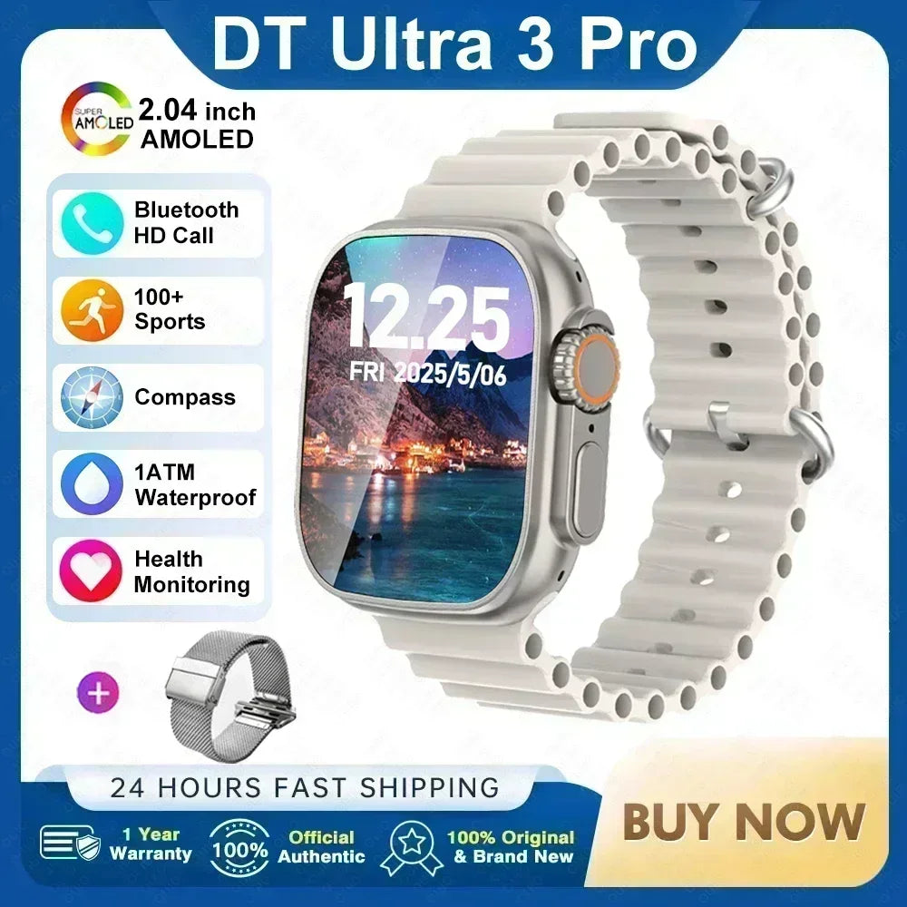2025 nuevo reloj inteligente con memoria de 32GB para hombres y mujeres NFC Bluetooth llamada reproducción de música carga inalámbrica deporte Fitness SmartWatch