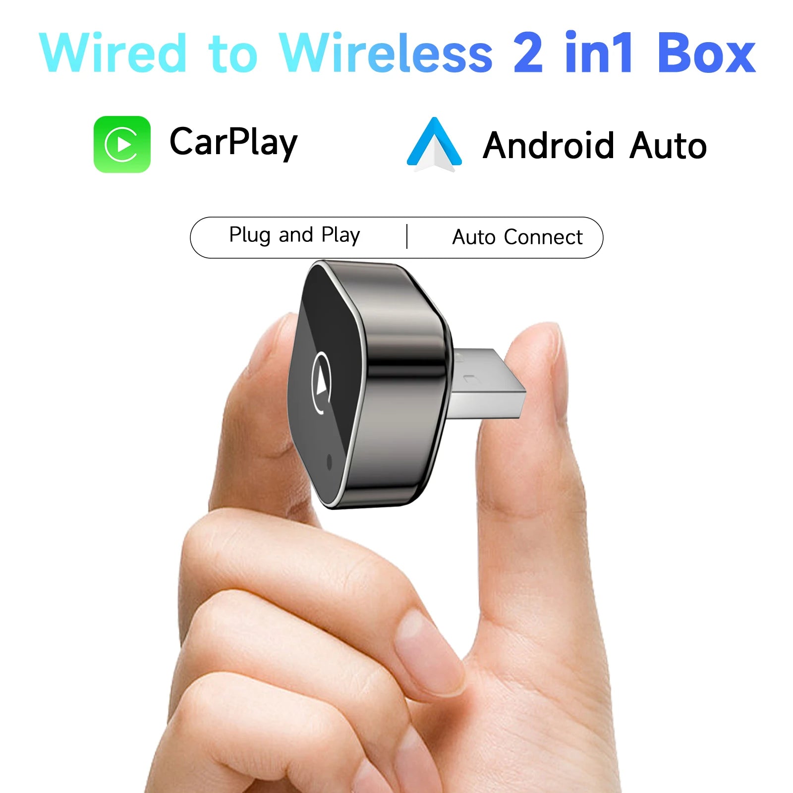 Pionray Smart Box – Adaptador inalámbrico CarPlay y Android Auto para todos los coches – Plug & Play, compatibilidad universal