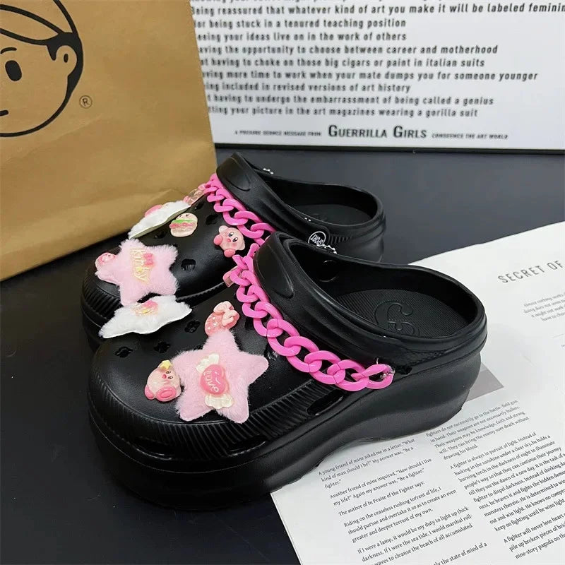 Nuevas zapatillas bonitas de Internet famosas y súper populares para mujer, zapatos de zuecos de moda de verano para exteriores y interiores de doble uso