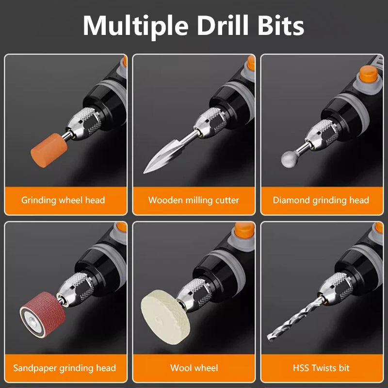 Herramienta rotativa inalámbrica USB de 35W Dremel DIY Mini taladro pluma de grabado eléctrico 3 velocidades Mini juego de taladro inalámbrico 8500r-21000r/min