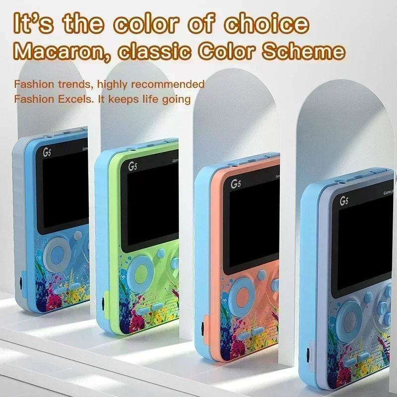 Consola de juegos portátil Retro G5 con 500 juegos clásicos, Gamepad portátil con pantalla de 3,0 pulgadas, batería recargable de 1020mAH, Color Macaron
