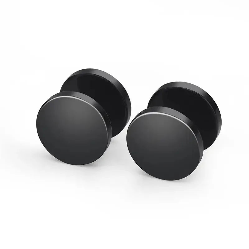 2 uds. Pendientes redondos negros de acero inoxidable para hombres, pendientes Punk de 3-8mm, pendientes de tuerca con empuje hacia atrás para mujeres y hombres, joyería
