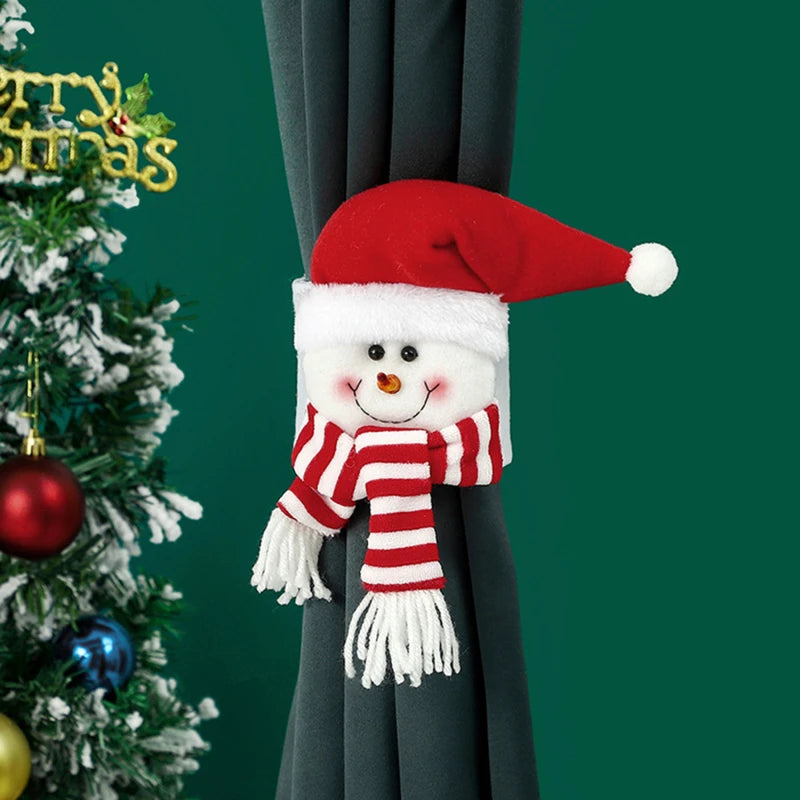 Cierre de cortina de dibujos animados de Navidad, pingüino, Papá Noel, muñeco de nieve, soporte de alce, decoración navideña para accesorios para el hogar, 2024