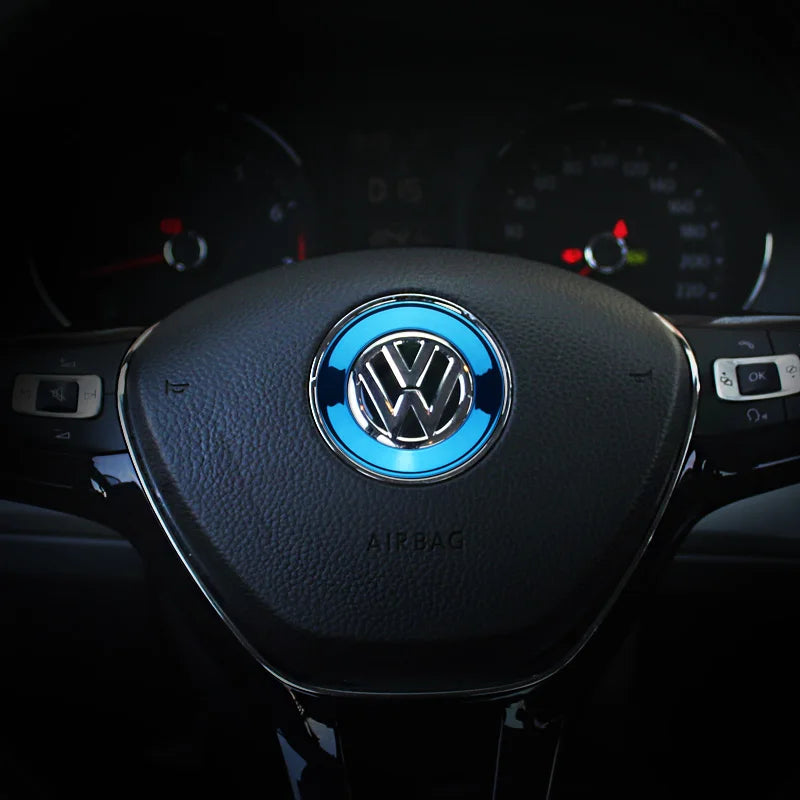 Embellecedor de volante de coche, pegatina de cubierta de lentejuelas circulares para Volkswagen VW TOURAN GTI PASSAT POLO, accesorios para automóviles