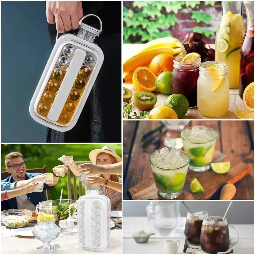 1 Uds. Moldes para bolas de hielo, máquina de hielo plegable para viaje en casa, bolas de hielo 2 en 1, cubitos de hielo de viaje, compartimento de hielo de silicona, molde para cubitos de hielo