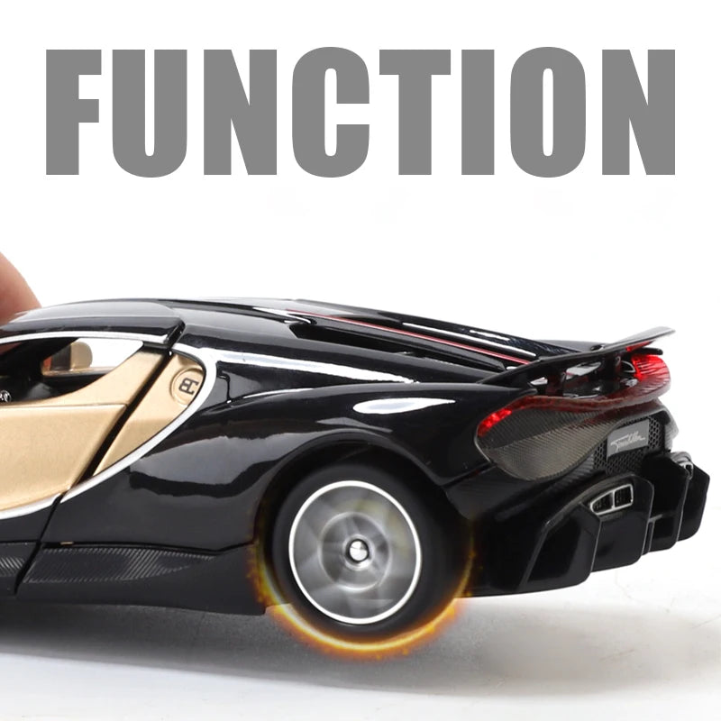 1:32 Bugatti Tourbillon V16 supercoche de aleación de Metal modelo fundido a presión juguetes para niños Mini colección GT pasatiempos regalos de cumpleaños niño