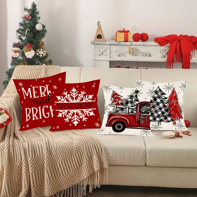 4 Uds fundas de almohada navideñas 45x45cm fundas de almohada Navidad fundas de almohada para el hogar sofá decoraciones navideñas 2025