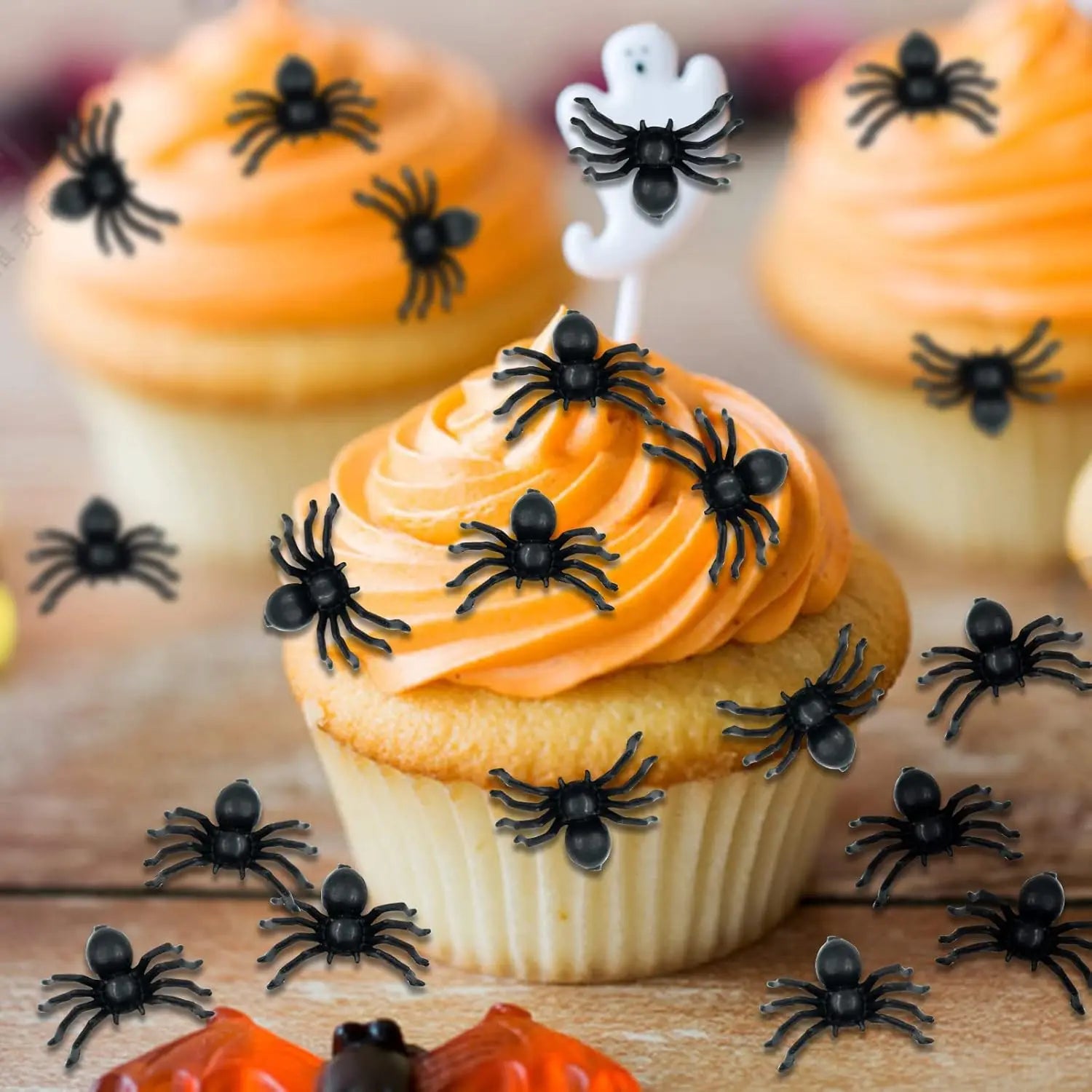 50/500 Uds pequeñas arañas negras falsas decoración de Halloween araña de terror DIY fiesta Casa Encantada Prop insectos realistas juguetes difíciles