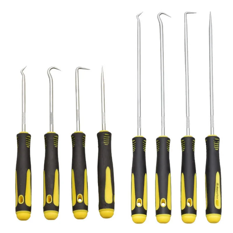 Juego de 4 piezas de gancho y selección larga, extractor de juntas, herramientas de selección para quitar el sello de aceite del coche, herramientas de sellado de juntas tóricas