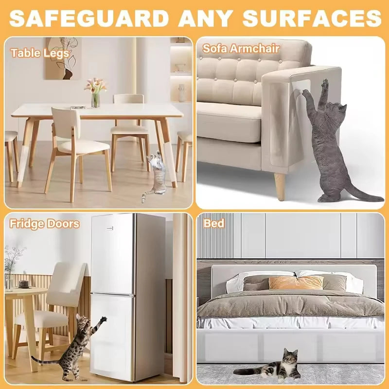 Cinta disuasoria para arañazos de gatos, protectores de muebles de gatos, cinta autoadhesiva transparente para entrenamiento de mascotas, pegatina para muebles de sofá