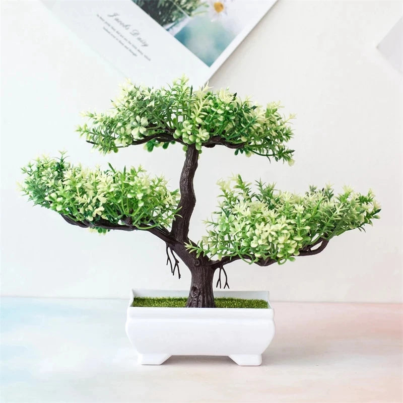 Bonsái de plantas artificiales, árbol pequeño, maceta, plantas falsas, flores, adornos en maceta para decoración de mesa de habitación del hogar, decoración de jardín de Hotel