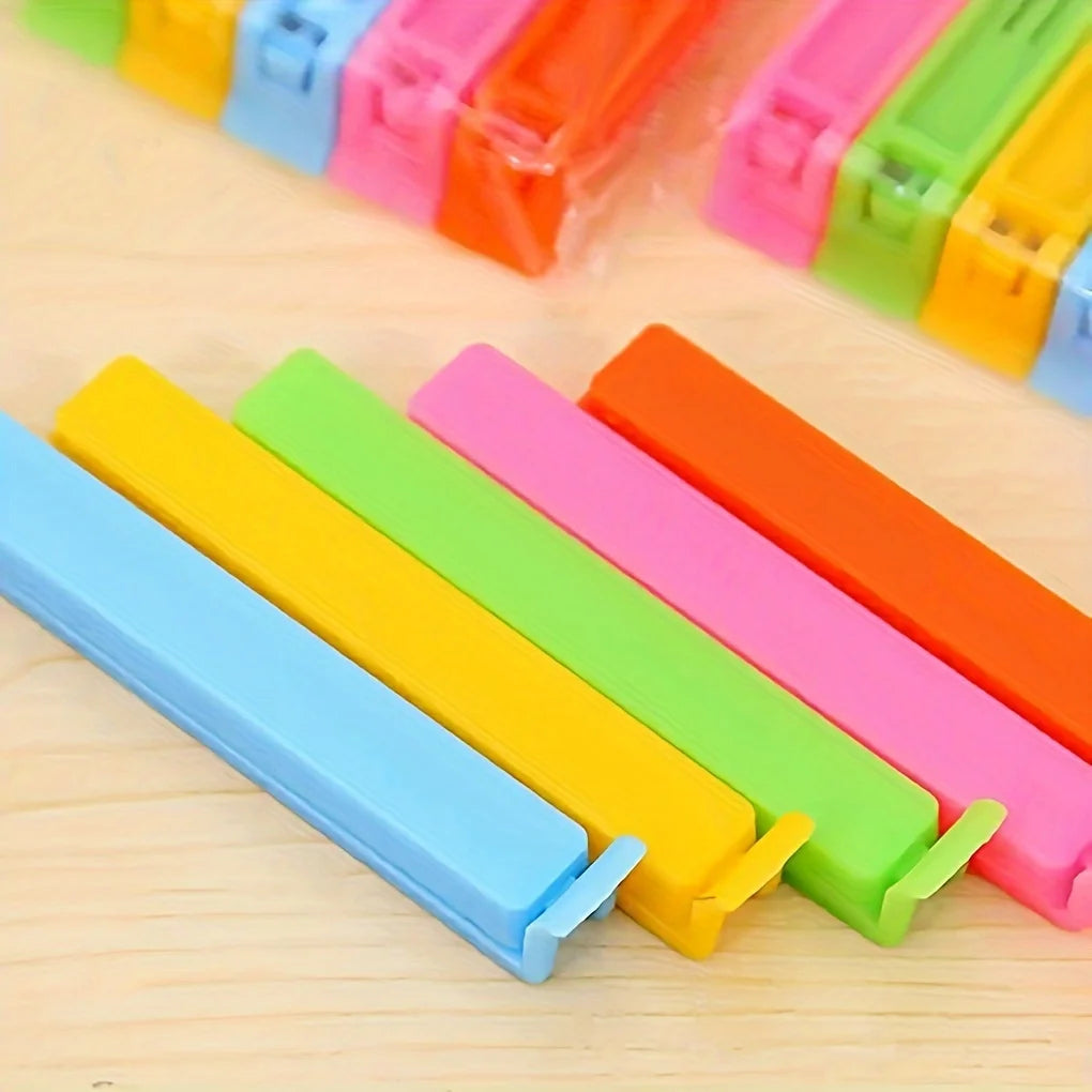 5/10/20 piezas Clips de sellado coloridos almacenamiento de cocina sello de aperitivos de alimentos Clips de bolsa de sellado abrazadera selladora de bolsas de aperitivos de mantenimiento fresco al azar
