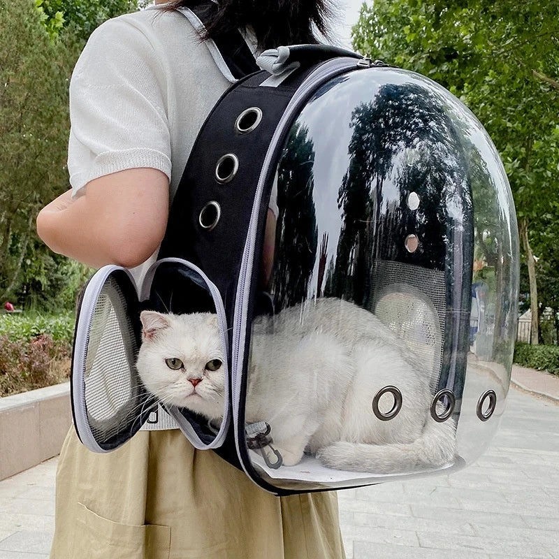 Bolsa de transporte para Gato, mochilas espaciales para mascotas, mochila transparente portátil transpirable, bolsas de cápsulas espaciales para transporte de cachorros y perros