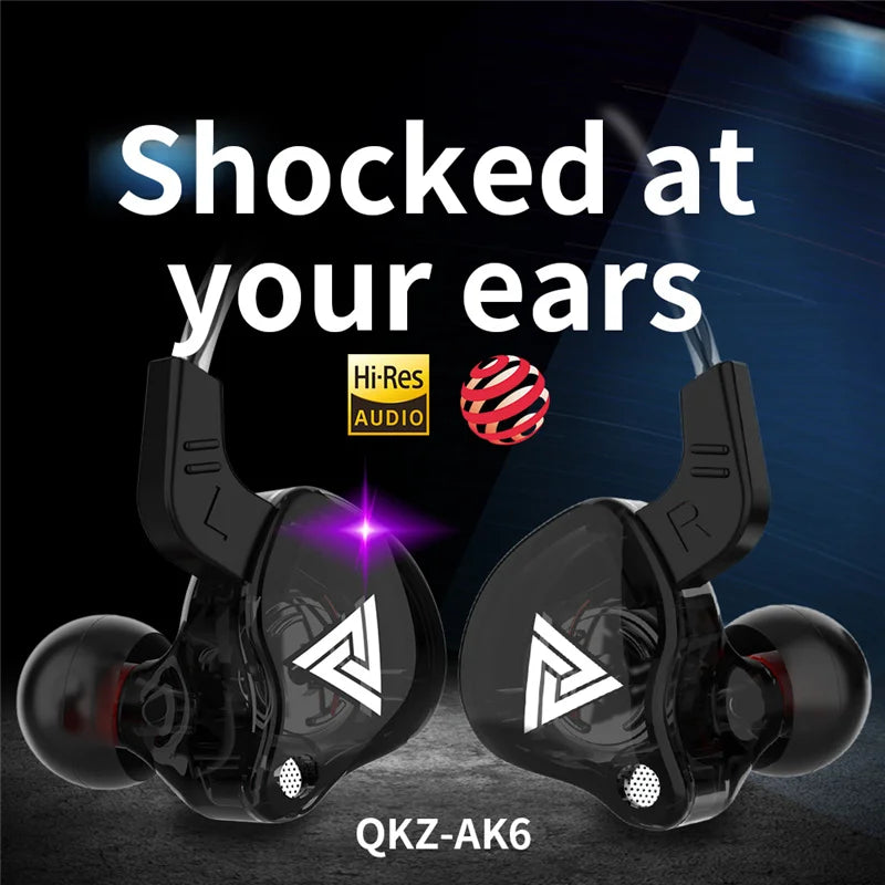 Auriculares con cable QKZ AK6 de cobre HiFi, auriculares estéreo para carreras y deportes, auriculares con micrófono 3,5mm