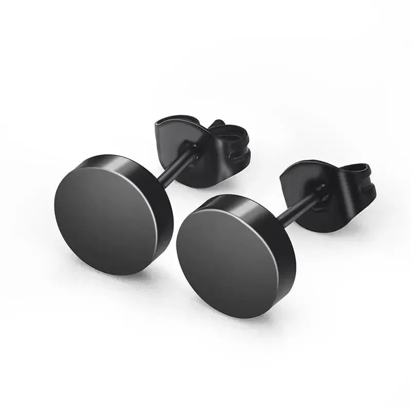 2 uds. Pendientes redondos negros de acero inoxidable para hombres, pendientes Punk de 3-8mm, pendientes de tuerca con empuje hacia atrás para mujeres y hombres, joyería