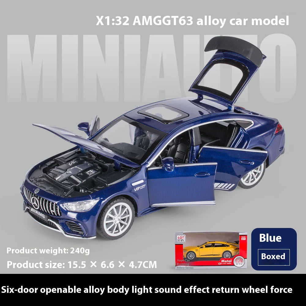 1:32 Mercedes Benz AMG GT63 coche deportivo aleación Diecast modelo de coche sonido luz tirar hacia atrás juguetes adornos regalo para niños recoger