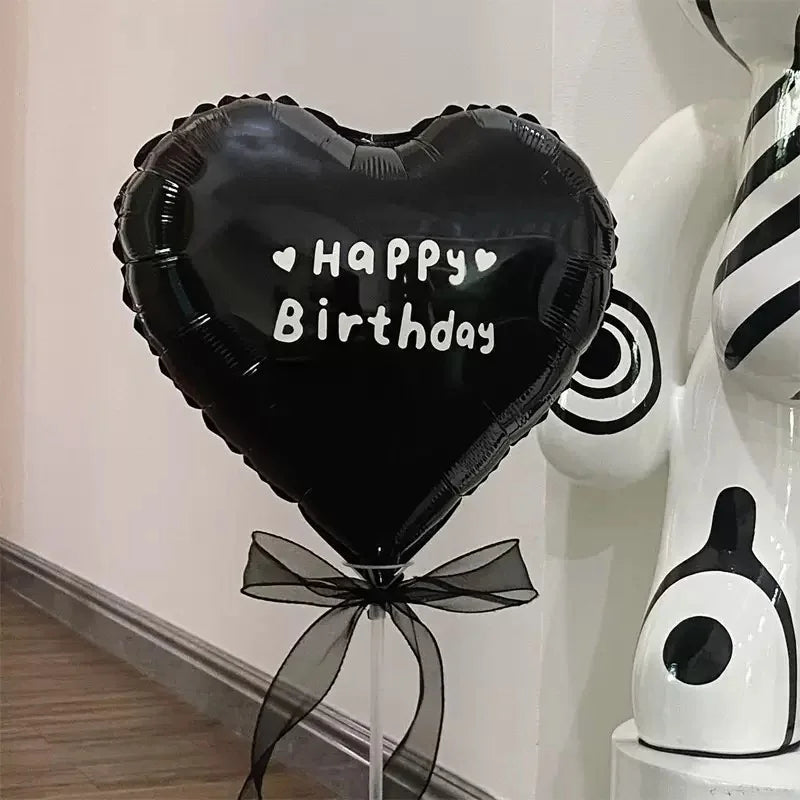 Globo de aluo con forma de corazón rosa, hueco, para fiesta de cumpleaños, marco de utilería para fotos, globo con nudo d...